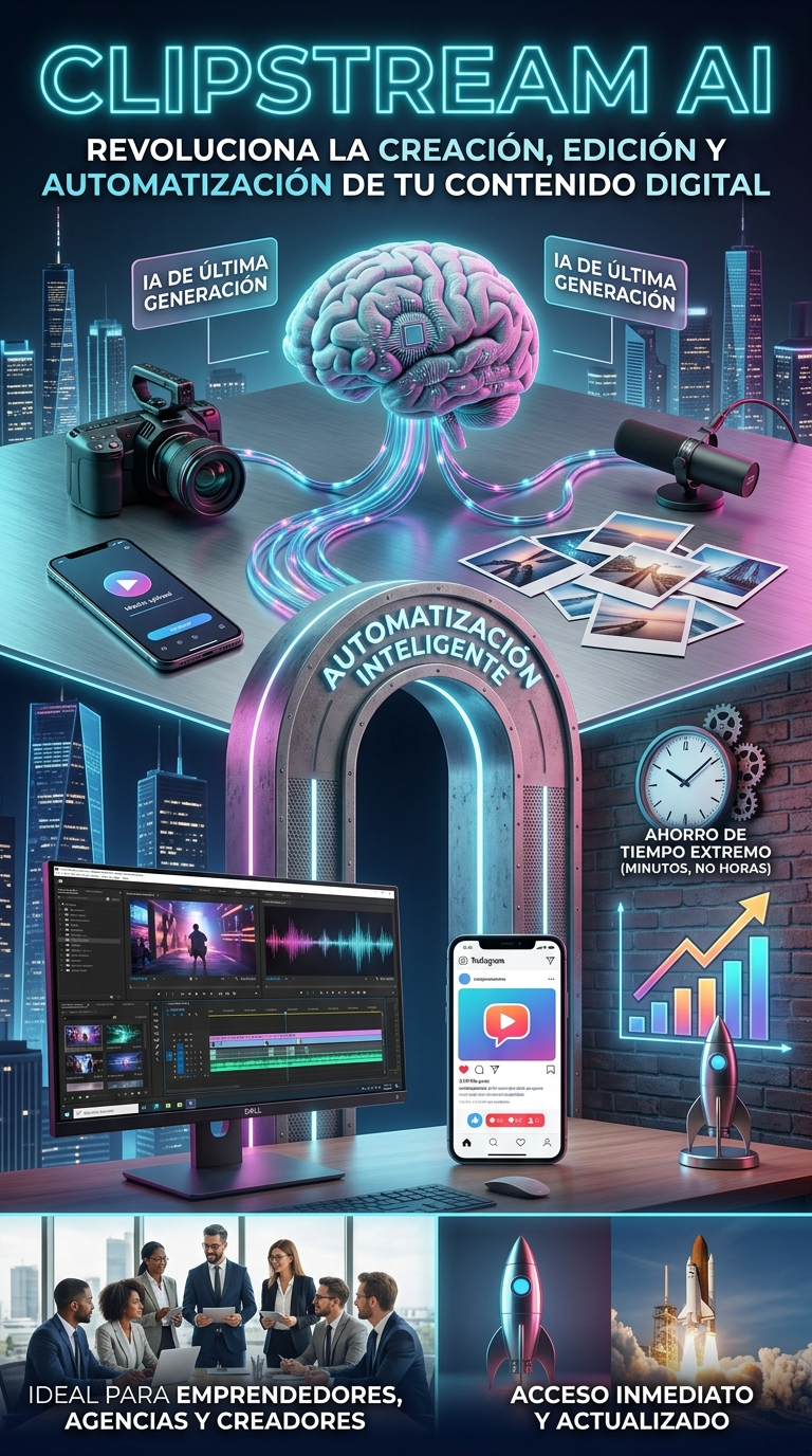 ClipStream AI — La Plataforma Inteligente para Crear y Automatizar tus Videos